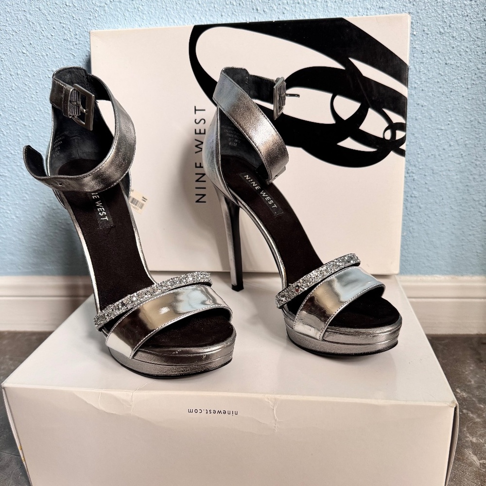Nine West Firstmet Silver Stilleto sandals